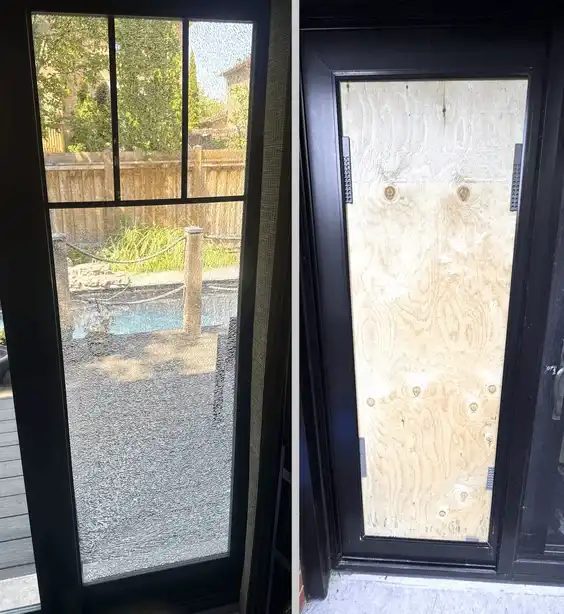 Emergency glass repair before and after