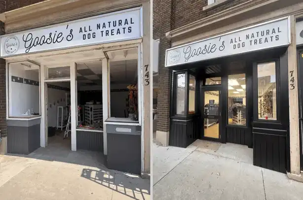 Storefront glass repair before and after